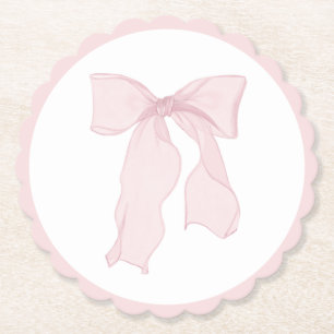 Pink Bow Coquette Birthday  Paper Coaster
