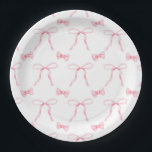 Pink Bow Coquette Birthday Paper Plate<br><div class="desc">Add a touch of elegance to your birthday celebrations with these charming Coquette Pink Bow paper plates!  Perfect for serving up cake and treats in style.  Elevate your party decor with these lovely plates!</div>