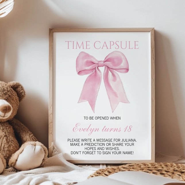 Pink Bow Coquette Birthday Time Capsule Sign (Creator Uploaded)
