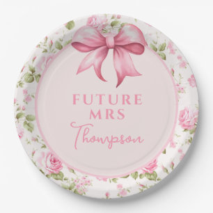 Pink Bow Coquette Bridal Shower   Future Mrs Paper Plate