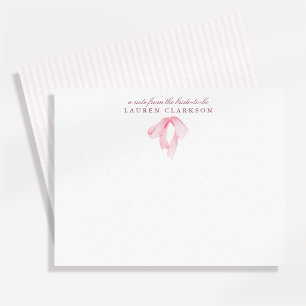 Pink Bow Coquette Bride Note Card