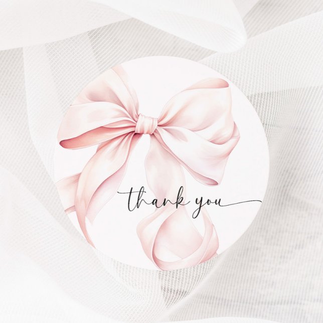 Pink Bow Coquette Classic Round Sticker (Creator Uploaded)