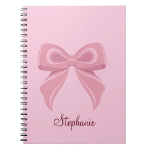 Pink Bow Coquette Custom Name Cute Girls Notebook