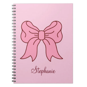 Pink Bow Coquette Custom Name Cute Girls Preppy Notebook