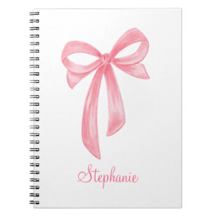 Pink Bow Coquette Custom Name Modern Cute Girls Notebook