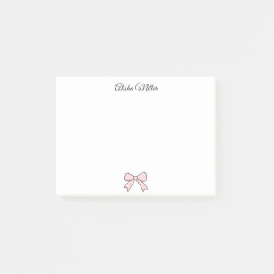 Pink Bow Coquette Custom Name Stationery Post-it Notes