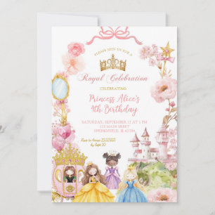 Pink Bow Coquette Dress up Princess Kingdom First  Invitation