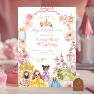 Pink Bow Coquette Dress up Princess Kingdom First Invitation