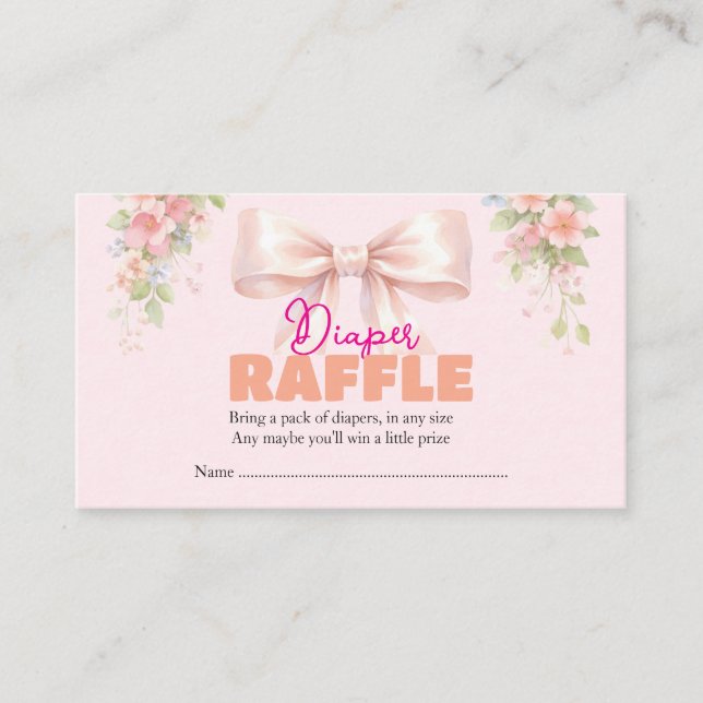 Pink Bow Coquette Floral Baby Girl Baby Shower Enclosure Card (Front)