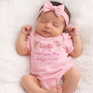 Pink Bow Coquette Floral Baby Girl Bodysuit