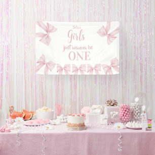 Pink Bow Coquette Girl 1st Birthday Banner