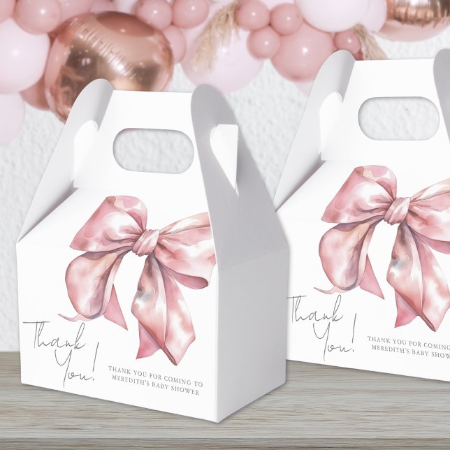 Pink Bow Coquette Girl Baby Shower Favour Box (Pink Bow Coquette Girl Baby Shower Favor Boxes)
