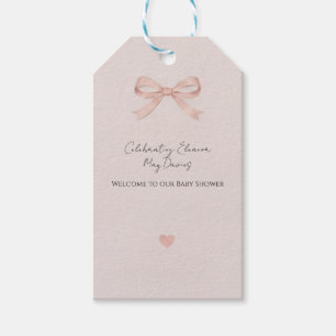 Pink Bow Coquette Girl Baby Shower Gift Tags