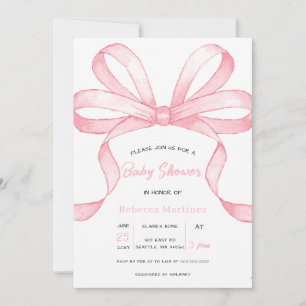 Pink Bow Coquette Girl Baby Shower Invitation