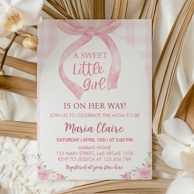 Pink Bow Coquette Girl Baby Shower Invitation (Creator Uploaded)