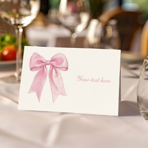 Pink Bow Coquette Girl Birthday Party Food Tent Place Card