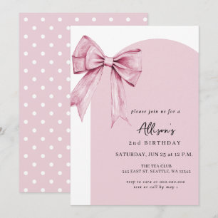 Pink Bow Coquette Girl Birthday Party Invitation