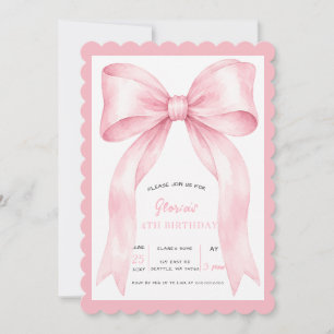 Pink Bow Coquette Girl Birthday Party Invitation