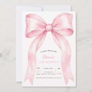 Pink Bow Coquette Girl Birthday Party Invitation