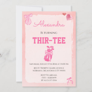 Pink Bow Coquette Golf 30th Birthday Party Invitation