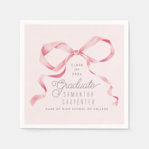 Pink Bow Coquette Graduation Party Napkin