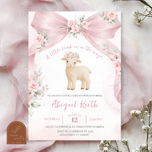 Pink Bow Coquette Lamb Baby Shower Invitation