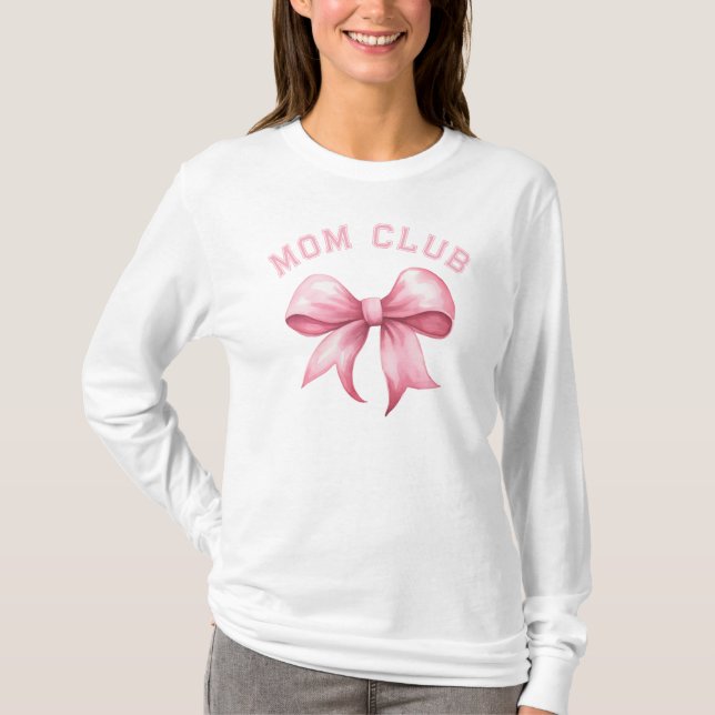 Pink Bow Coquette Mum Club T-Shirt (Front)