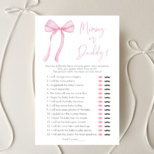 Pink Bow Coquette Mummy or Daddy Baby Shower Game