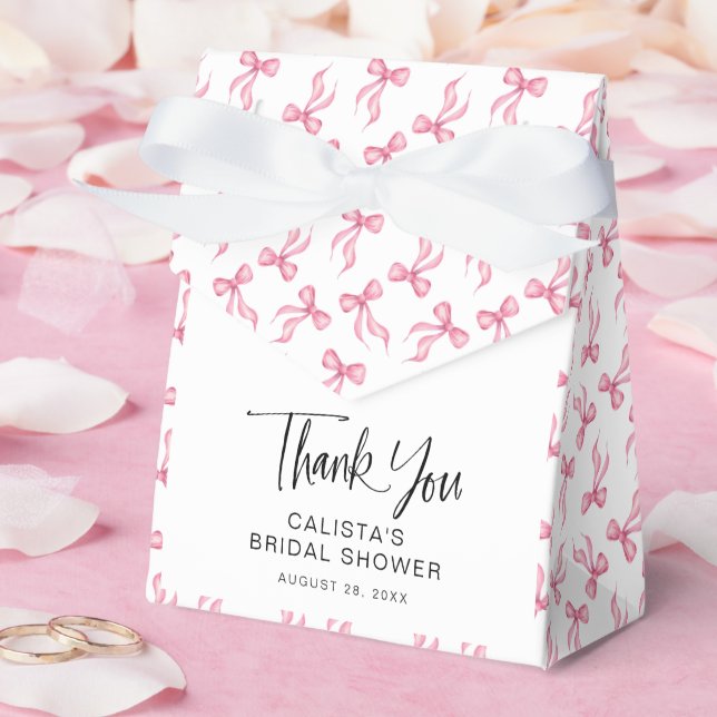 Pink Bow Coquette Personalised Bridal Shower Favour Box (Wedding)