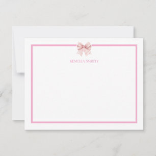 Pink Bow Coquette Personalised Note Card
