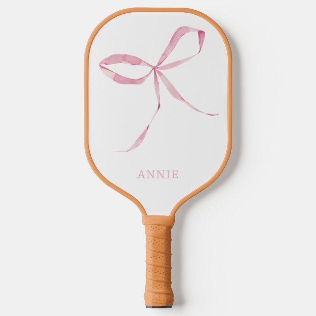 Pink Bow Coquette Personalised Pickleball Paddle (Front)