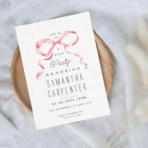 Pink Bow Coquette Photo Graduation Party  Invitati Invitation