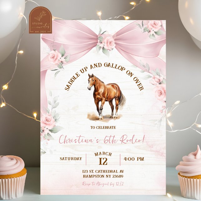 Pink Bow Coquette Pony Birthday Invitation (Creator Uploaded)