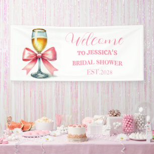 Pink Bow Coquette Prosecco Bridal shower Banner