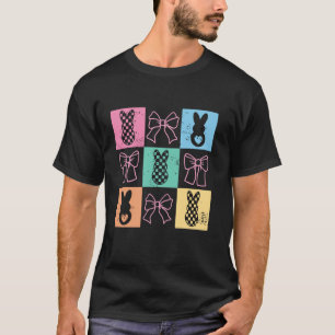 Pink Bow Coquette Ribbon Happy Easter Day Bunny T-Shirt