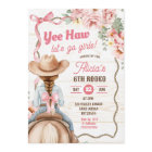 Pink Bow Coquette Rodeo Birthday Invitation