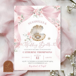 Pink Bow Coquette Shell Bridal Shower Invitation