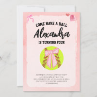 Pink Bow Coquette Softball Birthday Party