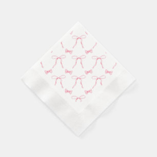 Pink Bow Coquette Theme Party Paper Napkin