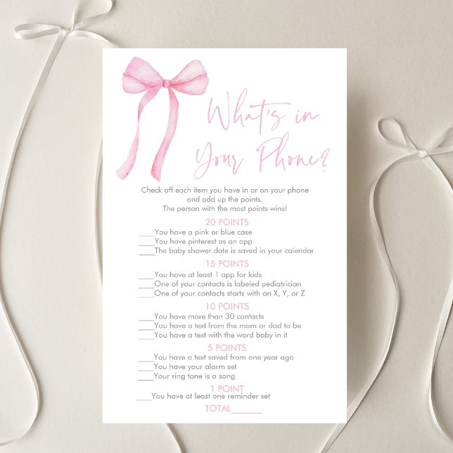 Pink Bow Coquette What's In Your Phone Game (Creator Uploaded)