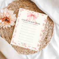 Pink Bow Cottage Flora Guess Baby Food Shower Game