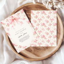 Pink Bow Cottage Floral Girl Virtual Baby Shower