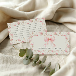 Pink Bow Cottage Parent Tips Baby Shower Enclosure Card