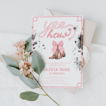 Pink Bow & Cowgirl Boots Coquette Western Birthday Invitation<br><div class="desc">Pink Bow & Cowgirl Boots Coquette Western Birthday Invitation</div>