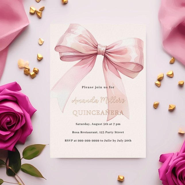 Pink bow cream rose gold Quinceanera luxury (Creator Uploaded)