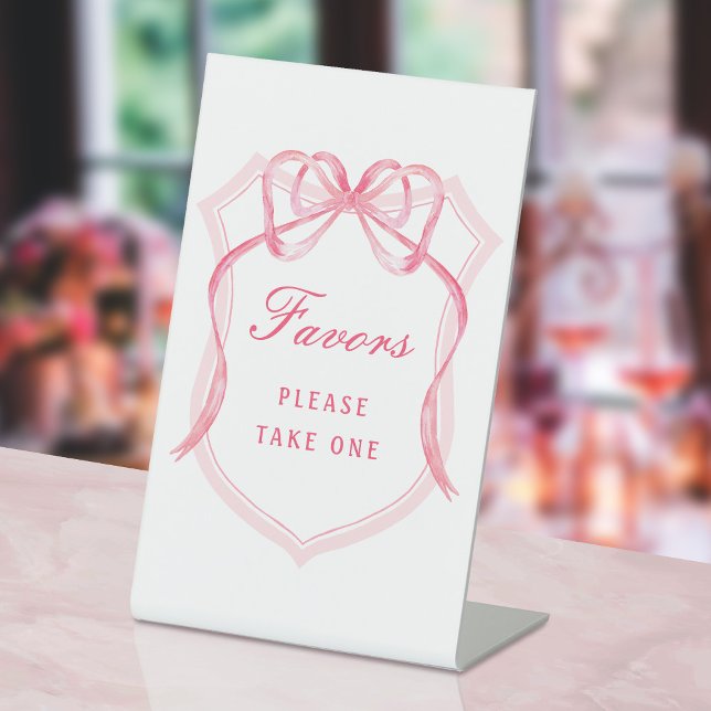 Pink Bow Crest Favours Pedestal Sign (Creator Uploaded)