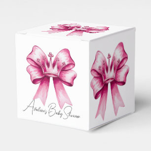 Pink Bow & Crown Baby Shower Celebration  Favour Box