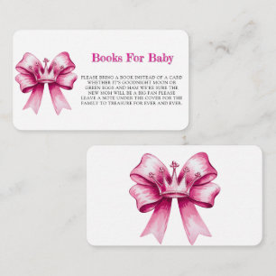Pink Bow & Crown Books For Baby Enclosure Card