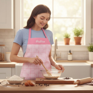 Pink Bow Custom Name Girly Kitchen Gift Apron