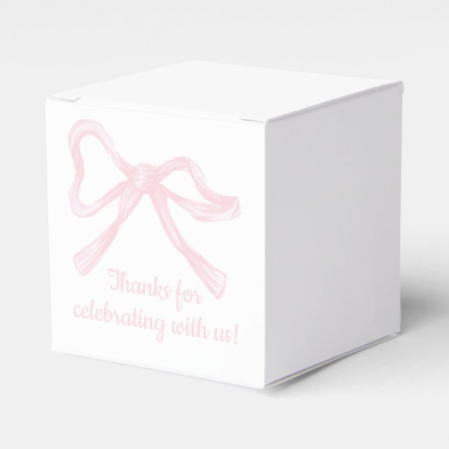 Pink Bow, Custom Pink Ribbon Favour Box (Front Side)